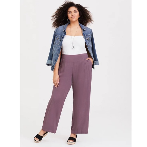 Torrid MAUVE PURPLE GAUZE WIDE LEG PANT Size 1X - Picture 9 of 9